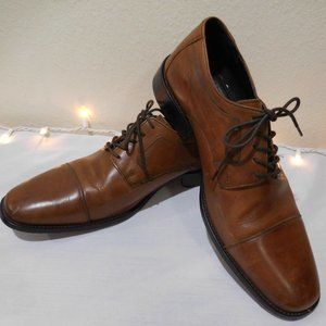 Johnson & Murphy Men's Brown Leatherette Tie Dress Shoes Excellent Cond Size 11W